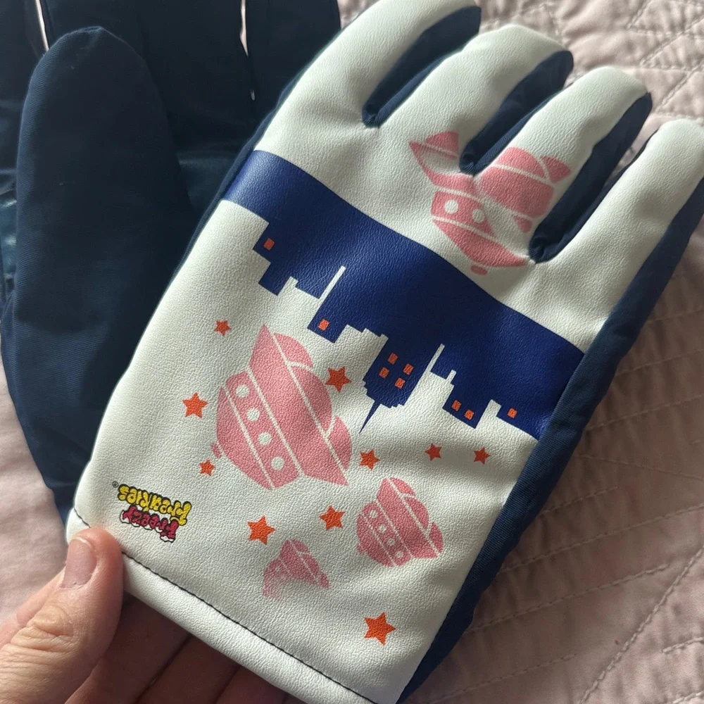 White and Blue Cityscape Gloves